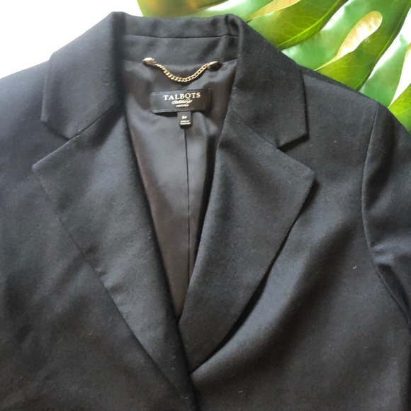 Talbots Wool Black Blazer Sz. 6 1/2 Sleeve Lined - Picture 2 of 6